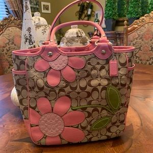 Flower detailed coach tote. Limited